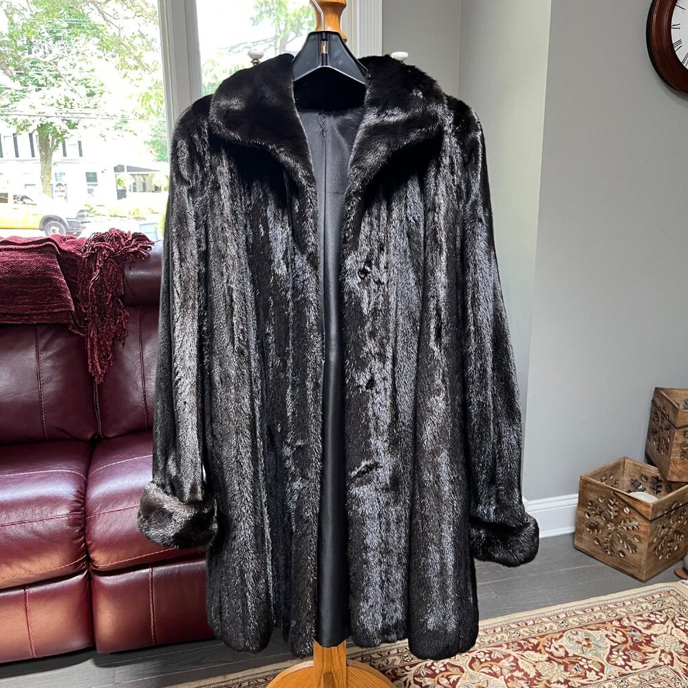 Women's Black Saga Furs Superior Mink Coat -- Origin assured
